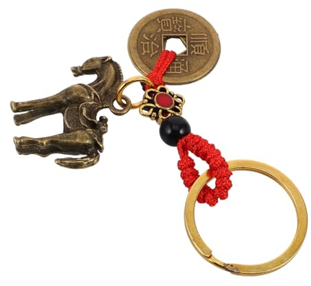 NUOBESTY Pendentif Voiture En Laiton Feng Shui Porte- Chinois Pour Rétroviseur Suspension Décorative Protection Sécurité Voyage