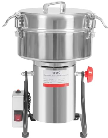 lizponaza 4500g Electric Grain Mill Grinder, High Speed 5000W Commercial Grinders, Stainless Steel Machine for Dry Grains, Coffee, Corn (4500g/10lbs Capacity)