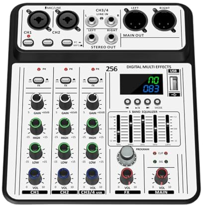 Guaber 4-K-Sound-Mixer für Studio-Podcast-Streaming mit Kopfhörer und MultiDevice