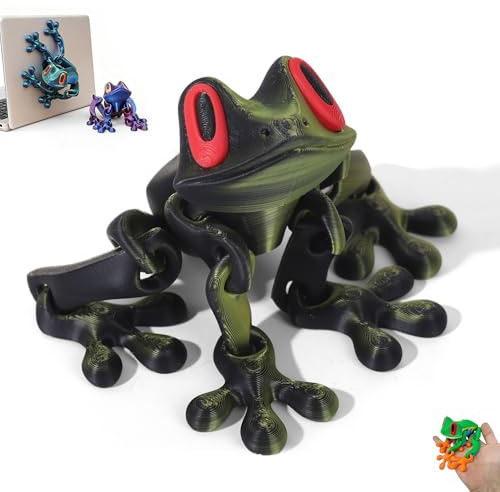 Cute 3D Frog Refrigerator Magnets, 2025 New Fridge Magnets, Funny Refrigerator Magnetic Frogs Magnet, Creative Articulated Poseable Frog Decor for Fridge & Metal Surfaces (black gold)