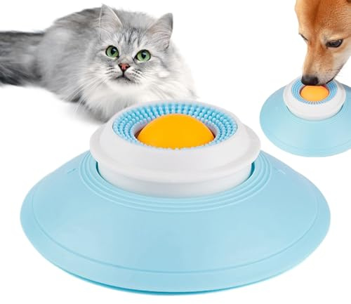 Lick Bowl para Perros Y Gatos - Alfombra De Lamer con Bola Giratoria, Alimentador Lento Anti-Salpicaduras, De Enriquecimiento para Digestión Saludable, 14.5cm