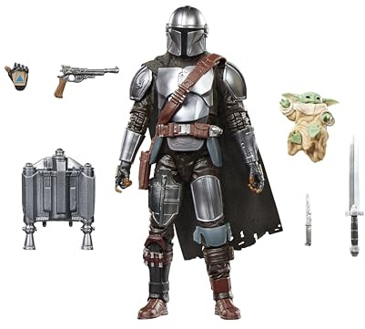 Star Wars The Black Series Der Mandalorianer & Grogu, Deluxe Action-Figurengeschenk zum Sammeln The Mandalorian & Grogu, Skala 15 cm