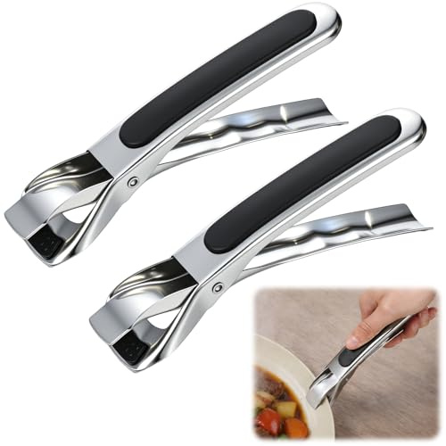2 Pcs Hot Plate Gripper - Stainless Steel Anti Scald Bowl Holder Clip - Kitchen Lifters Hot Plate Gripper Tongs for Microwave, Oven, Air Fryer, Steamer, Instant Pot