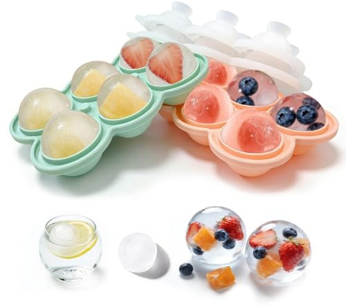2 Stück Runde Eiswürfelform Silikon Eiswürfelform mit Deckel Silikonform Kugel Eiswürfel Wiederverwendbar für Bier Whisky Cocktails Kaffee Getränke Saft Eiskugel