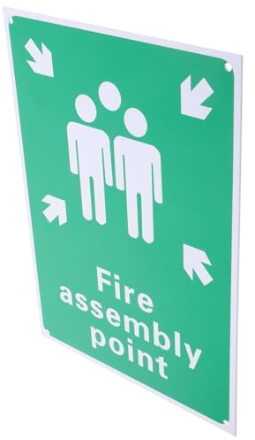 Mobestech Cartello Punto Raccolta Antincendio in Alluminio 0,8 Mm Segnale di Emergenza per Esterni Resistente e Riflettente per Uffici, Bar e Aree Pubbliche