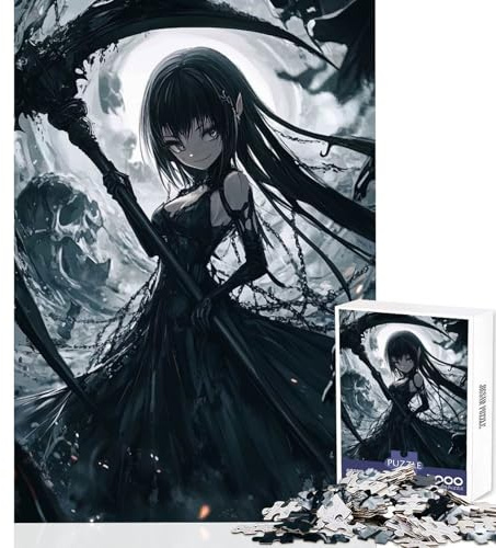 Puzzle da 1000 pezzi per adolescenti ragazza anime dark con falce giocattolo educativo regalo per compleanni gioco impossibile difficile e impegnativo dimensioni 50x75cm