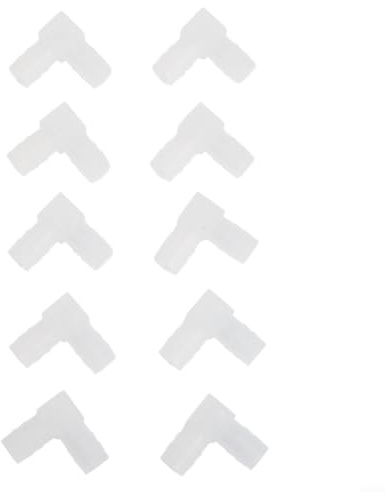 Lot de 10 raccords coudés à 90 degrés en plastique PP de 10 mm pour trop-plein et irrigation de citerne d'eau – Connecteur de tuyau en forme de L pour réservoir de jardin et système d'égouttement