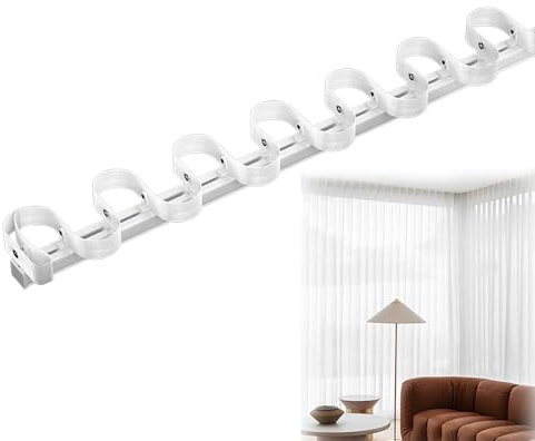 600 cm aluminium S våg krusning spårsystem med tejpuppsättning – takmonterade traverainlöpare för krusning vikningsfästen (vit) – och lätt att skriva in