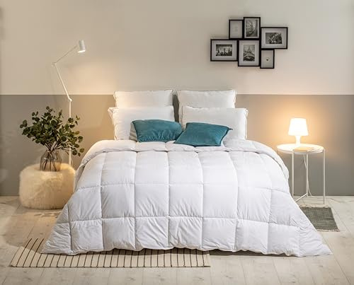 Bleu Calin Couette Très Chaude 1 Personne, Sensation Duvet, Enveloppe coton, Blanc, 140 x 200 cm