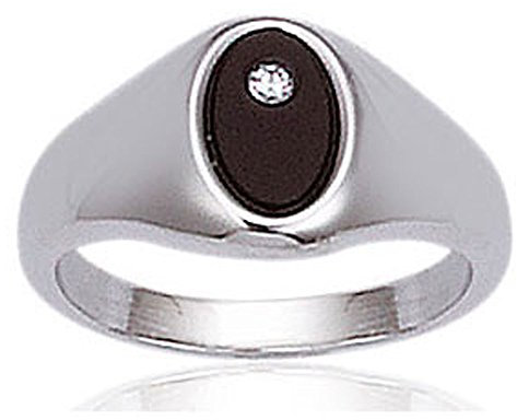 SF Schmuck – Siegelring Silber 925/1000e, Onyx und Zirkonia schwarz