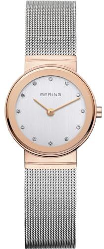 Bering Damen Quarz Uhr | Armbanduhr 26 mm Edelstahlgehäuse und Zifferblatt | Milanaisearmband | Saphierglas | 5 ATM | 10126