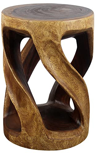 Haussmann Round Wild Twisted Vine End Table 14 in D x 20 in H Walnut Oil
