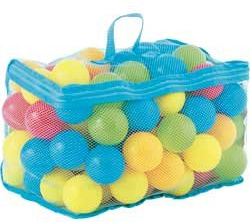 Chad Valley 100 Multi-Coloured Play Balls with Net Carry Bag, Ages 9 Months and Over