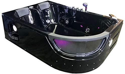 Whirlpool bathtub hydrotherapy black hot tub 71 double pump with 16 jets PEGASO 2 two persons