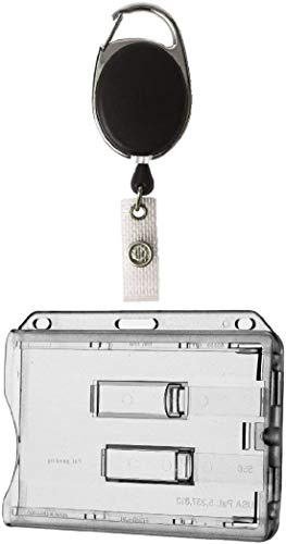 1x Ausweisset STAHLSEIL Ausweisjojo Jojo Zipper Kartenhülle 2 Karten TRANSPARENTE Ausschieber Kartenhalter Ausweishülle