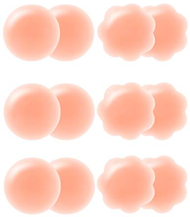 Arctic Penguin Cache Teton Sexy Invisible Réutilisable en Silicone, Cache-seins Autocollant Lavable et Moins Épais pour Bien Épouser Votre Sein Couvre Mamelon Push Up (Rond 3 + Pétale 3)