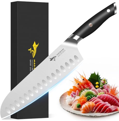 MAD SHARK 8 Santoku Kitchen Chef Knife, Forged German High Carbon Steel Chef Knife, Full Tang Ergonomic Handle, Ultra Sharp for Chopping & Slicing,Birthday Gifts for Women Men,Gift Box