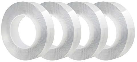 Wiederverwendbares Klebeband, Mehrzweck-Klebeband, transparent, doppelseitig, rückstandslos, entfernbares Klebeband, waschbar, starkes Gel-Klebeband, rutschfest, für Teppich, Fotos, Poster, 4 Stück