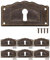 Fuxxer Key Plates, Set of 6 - Antique, Vintage Brass, Lock Rosettes, Lock Fittings, Key Hole Cover, Art Nouveau Style, 63 x 34 mm