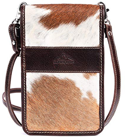 Alpenleder Unhängetasche - SPRUCHBEITEL (Handgefertigt) - Nachhaltiges Bio-Leder aus regionaler Landwirtschaft | Messenger Bag leder, Handtasche klein, Fair Produziert* (17.5x12x5cm, Kuhfell)