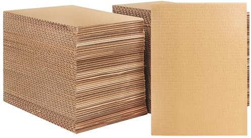 Belle Vous Fogli di Cartone Ondulato Marrone - 100 Pezzi - 18 x 12,5 cm - Fogli Cartone Pressato 2,8 mm per Corrispondenza Arte Artigianato ed Imballaggio - Fogli Cartoncino Ondulato
