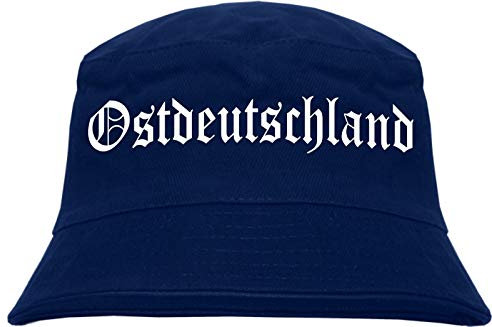 sostex Ostdeutschland Anglerhut - Altdeutsche Schrift - Fischerhut Sonnenhut Bucket Hat S/M Dunkelblau
