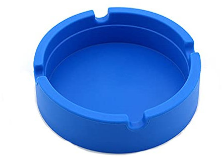Suneast Posacenere da sigaretta, rotondo in silicone ad alta temperatura, resistente al calore e al calore, con 4 slot, portatile e antivento, per esterni o casa, blu