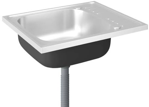 vidaXL Fregadero de Cocina con Escurridor, Pila Encima de Armario, Pileta de Cocina Superior, Lavabo Decorativo para Hogar, Acero Inox