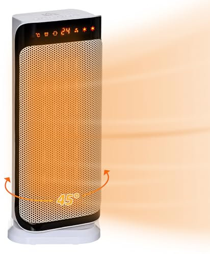 HOMCOM 2000W Electric Heater, PTC Ceramic Portable Fan Heater with Overheating & Tip-Over Protection, 8H Timer, 45° Oscillating Heater for Home, Office, Study, Bedroom