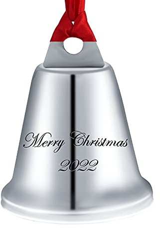 Dinikally Cloche argentée personnalisable - Avec cravate rouge - Pour cadeau de Noël (sty1)