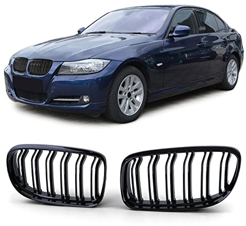 Doppelsteg Kühlergrill Performance Schwarz Glanz für 3er BMW E90 E91 2008-2012