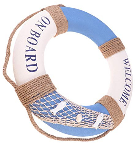Amosfun 1Stk nautisch dekorativ Küsten-Rettungsring Pool-Verzierung Wohnkultur Ornament Wanddekoration Tür hängende Dekoration Jahrgang Boje Blasenkreis Kunsthandwerk Strand das Schild