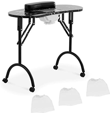 Physa PHY-MT-15 Nageltisch faltbar Schwarz 4 Räder Absaugung Maniküretisch Nagelstudio-Tisch