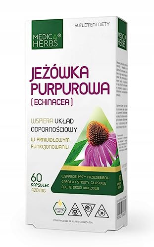Medica Herbs - Echinacea - unterstützt das Immunsystem - Erkältung - Rachen - 60 Kapseln - 1 Kapsel einmal pro Tag - für Frauen - für Männer - Nahrungsergänzungsmittel