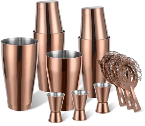 Boston Shaker Kit de 12 shaker à cocktail avec passoire, shaker à martini en étain avec alcool mixte de 532 ml et 800 ml Outil de bar professionnel en acier inoxydable 304 pour débutant