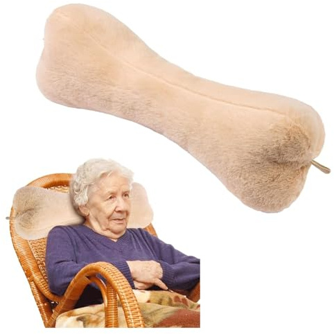 VCOMSOFT Head Recliner Pillow Adjustable Cotton Headrest Pillows for Recliner Chairs, Pain Relief Neck Support Pillow for Travel Home Sofa Armchair with Zipper Cover (Cream)