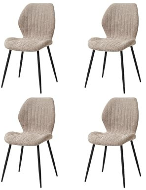 GrandCA HOME 4er-Set Esszimmerstühle, Gepolsterte Sitzstühle, Nordische Küchenstühle, Gepolsterte Stühle mit Metallbeinen, Stoffkissen,Braun