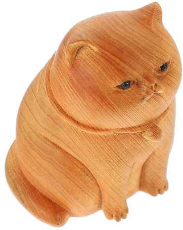 Abaodam Di Decorazione Per Scrivania Legno Gatto Stile Cartone Animato Ornamento Per Casa Stile Random Articolo Decorativo Legno Di Cipresso