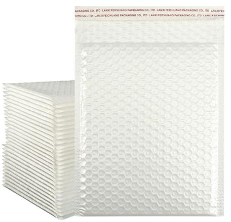10 Stück Luftpolstertaschen, gepolsterte Umschläge, Verpackungsbeutel für geschäftliche Luftpolstertaschen, Versandverpackung, Druckverschlussbeutel, Weiß, 20 x 25 cm