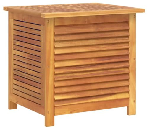 Makastle Gartenbox Wetterfest Garten Terrasse Balkon Stauraum Kissenbox Aufbewahrungsbox Gartentruhe Aufbewahrungstruhe mit Lüftungsschlitzen, 60x50x56 cm Massivholz Akazie