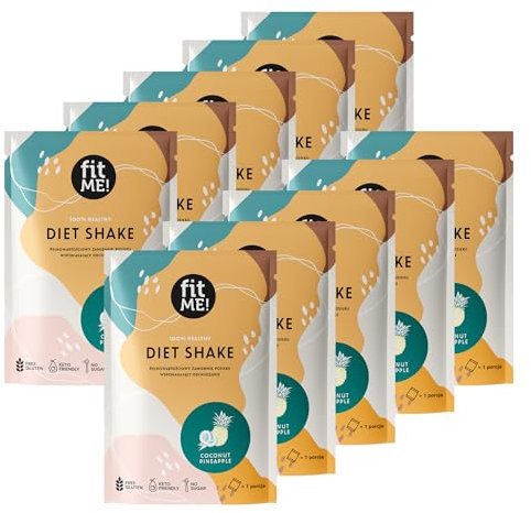 FIT ME Abnehmshake 10 x 25 g Portionsbeutel, Kokos-Ananas Shake, Diätshake zum Abnehmen, Vegan & Glutenfrei, Mahlzeitenersatz mit Acai, Guarana & Kreatin, Pulver, Kalorienarm & Proteinreich, Diätdrink