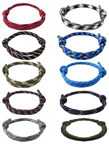 DAJISI Lot de 10 bracelets réglables en corde tressée faite à la main pour homme, garçon, adolescent, amitié (10 styles)