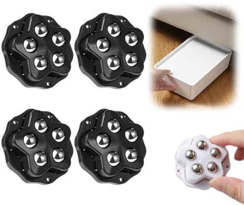 Paste Type Universal Pulley, Stainless Steel Caster Wheels for Furniture Set of 4, 360° Swivel Universal Furniture Appliance Moving Wheels, Castors for Office, Home (black, 4 pieces)