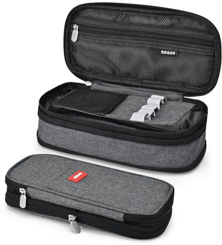 Coolzon Federmäppchen Groß, Erweiterbar Mäppchen Mädchen Teenager mit Großer Kapazität, Federmäppchen Für Kinder Junge Studenten Erwachsene Federtasche Mädchen，Dunkelgrau