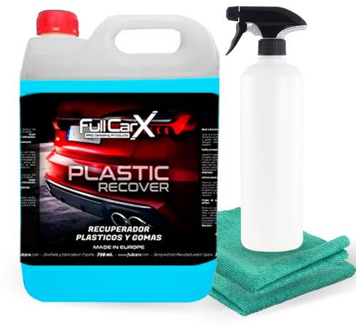 FULLCARX Plastic Recover 5 Litres Rénovateur Plastique Voiture Intérieur Extérieur, Nettoyant Brillant, Effet Immédiat, Finition Satinée, Récupération, Produit Nettoyage Detailing Professionnel