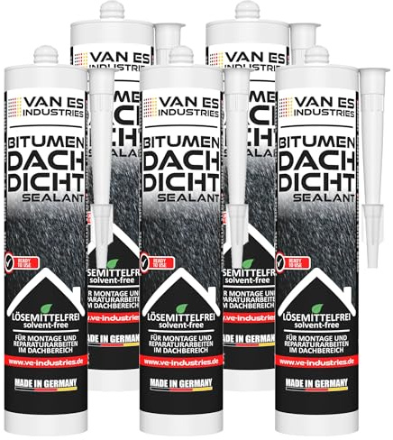 VE-INDUSTRIES Bitumen Dacht-Dicht Kleber | 300ml Kartusche | lösemittelfrei | geruchsarm | gebrauchsfertig | für Montage- und Reparaturarbeiten im Dachbereich | Made in Germany (5)