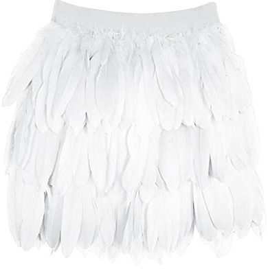 Chanpning Federrock Damen Karneval Kostüm Elastische Taille Party Minirock Cosplay Minirock Karneval Party Rock
