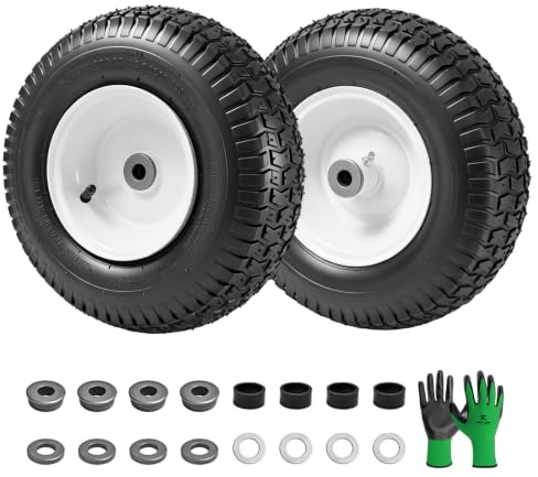 Parts Camp Pneu et roue pneumatique pour tondeuse à gazon 13x5.00-6 avec roulement de 3/4 et moyeu centré de 3 à 4,5, pour tondeuses autoportantes 13x5x6 (lot de 2)