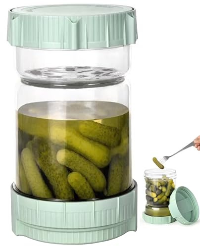 YUEMING Glas Einlegeglas mit Sieb Sanduhr, Gurkenglas zum umdrehen, Pickle und Olive für Saft Separator von Nassen und Trockenen, Luftdichtes Kimchi-Glas für Essiggurke Olive Kimchi Jalapenos