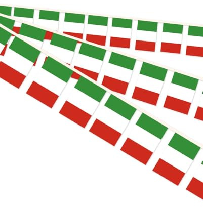 10 Meter Italien Miniatur String Pennant Flagge, 30 PCS italienische kleine Bunting Banner, 32 FT Dekorationen für Outdoor Indoor House Home Office Meeting Party(Italy)